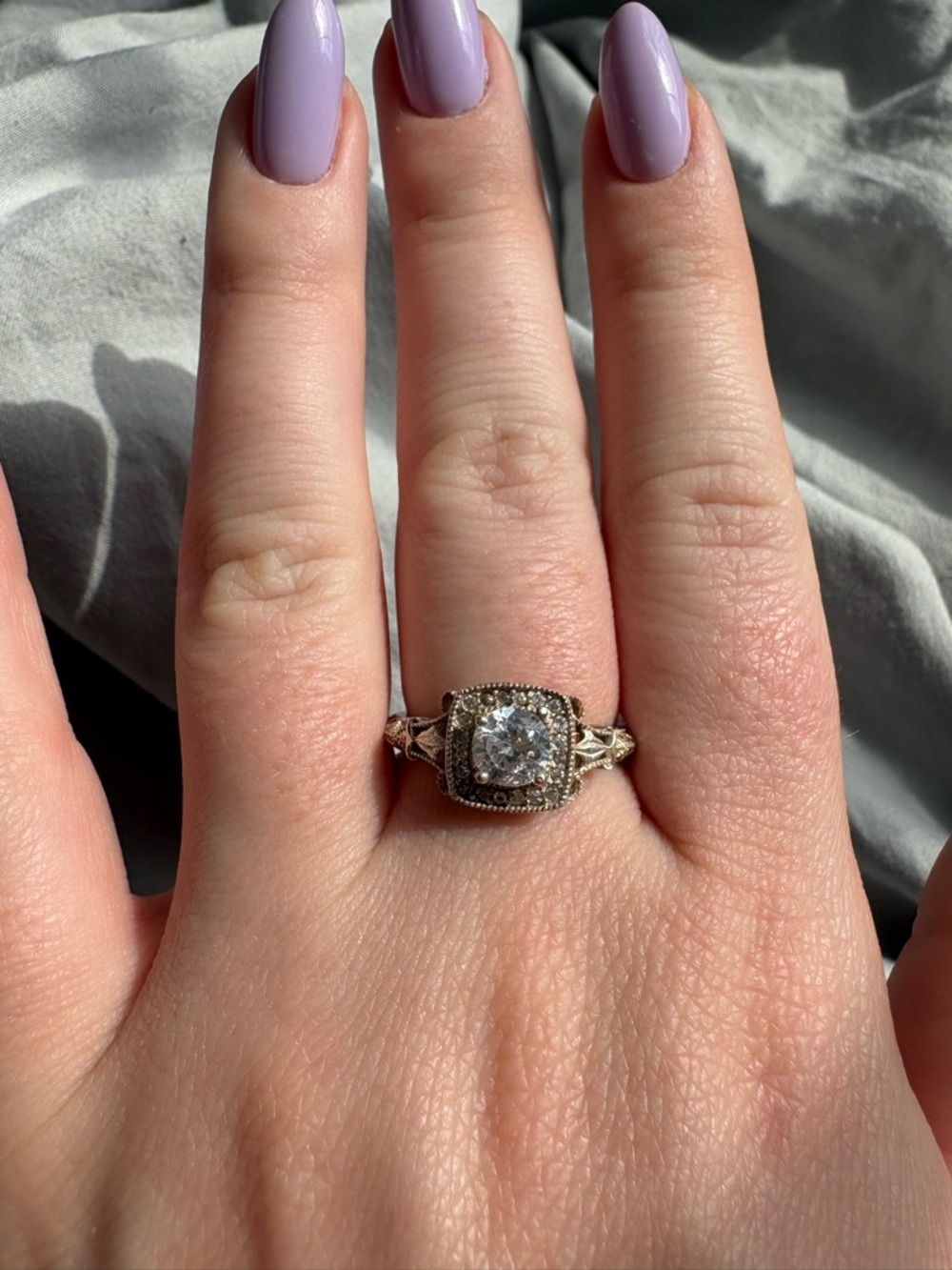 Faux Engagement Ring in Silver with Clear Stone